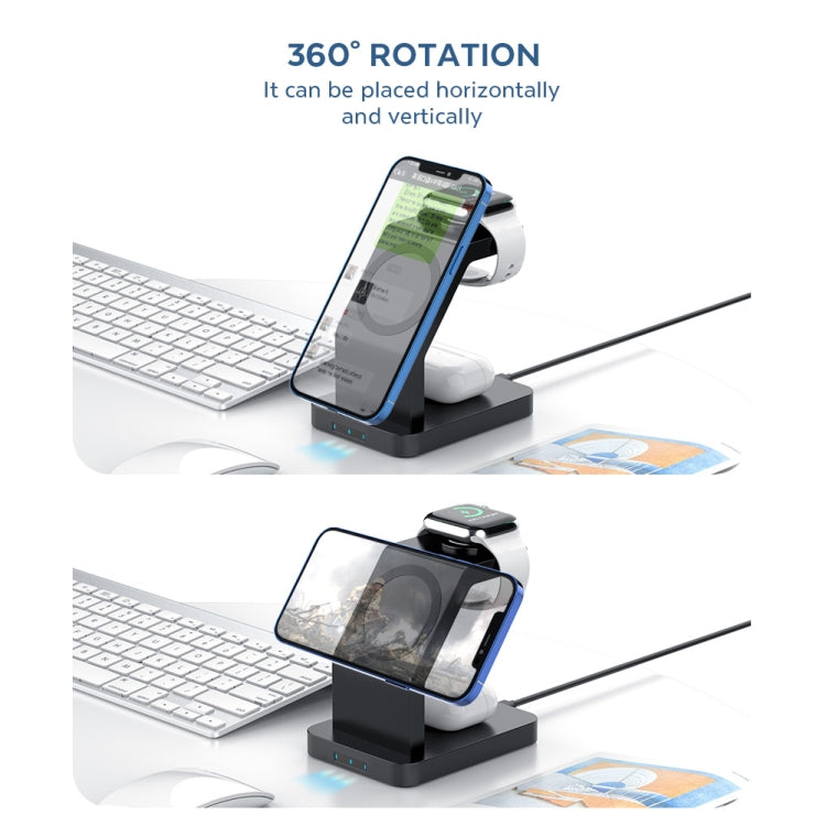 S6 3 In 1 Multi-function Magnetic Wireless Charger Stand for iPhone & iWatch & AirPods(White) - Wireless Charger by buy2fix | Online Shopping UK | buy2fix