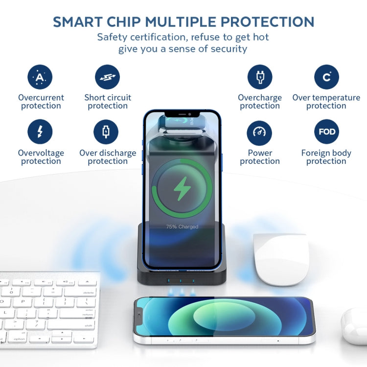 S6 3 In 1 Multi-function Magnetic Wireless Charger Stand for iPhone & iWatch & AirPods(White) - Wireless Charger by buy2fix | Online Shopping UK | buy2fix