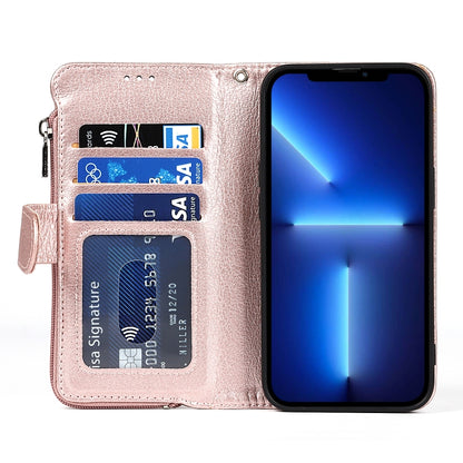 For iPhone 13 mini Microfiber Zipper Horizontal Flip Leather Case with Holder & Card Slots & Wallet (Rose Gold) - iPhone 13 mini Cases by buy2fix | Online Shopping UK | buy2fix