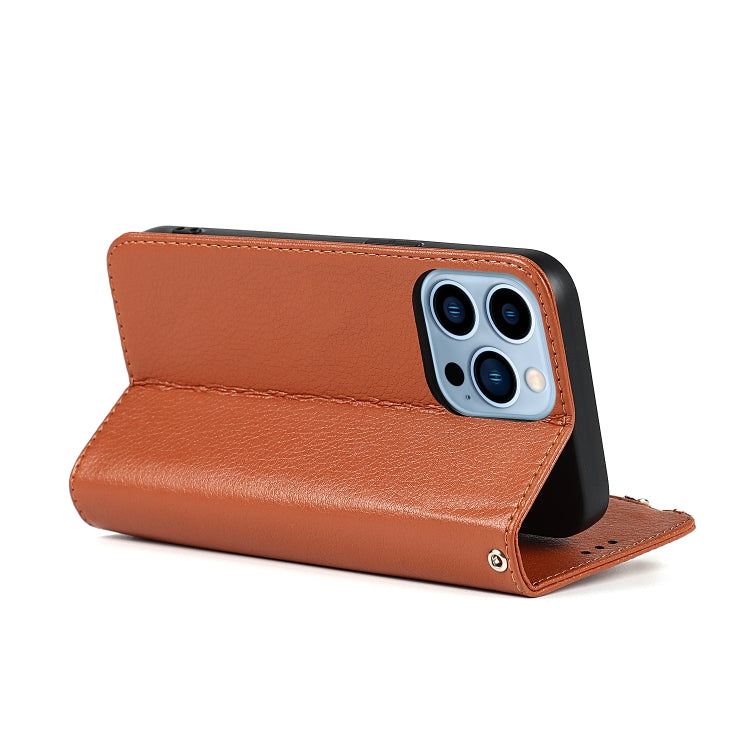 For iPhone 13 Pro Microfiber Zipper Horizontal Flip Leather Case with Holder & Card Slots & Wallet (Brown) - iPhone 13 Pro Cases by buy2fix | Online Shopping UK | buy2fix