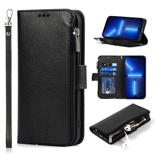 For iPhone 13 Pro Max Microfiber Zipper Horizontal Flip Leather Case with Holder & Card Slots & Wallet (Black) - iPhone 13 Pro Max Cases by buy2fix | Online Shopping UK | buy2fix