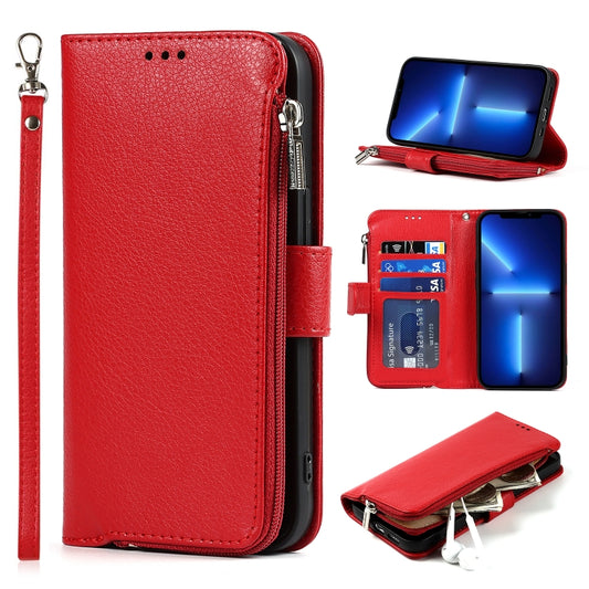 For iPhone 13 Pro Max Microfiber Zipper Horizontal Flip Leather Case with Holder & Card Slots & Wallet (Red) - iPhone 13 Pro Max Cases by buy2fix | Online Shopping UK | buy2fix
