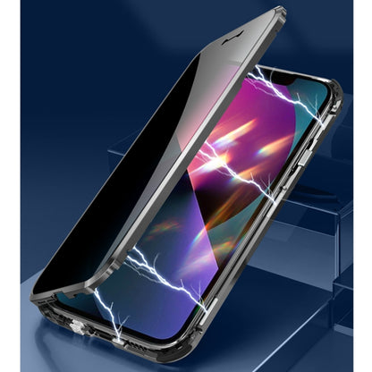 For iPhone 13 Pro Four-corner Shockproof Anti-peeping Magnetic Metal Frame Double-sided Tempered Glass Case (White) - iPhone 13 Pro Cases by buy2fix | Online Shopping UK | buy2fix