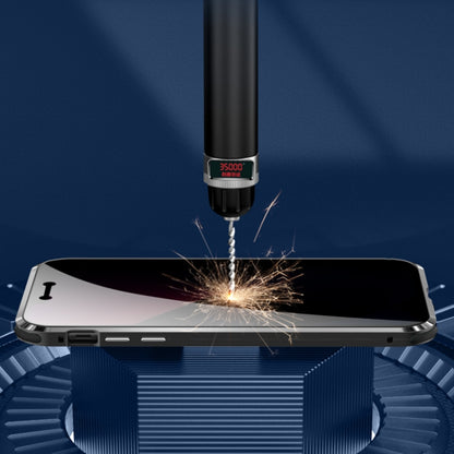 For iPhone 13 Pro Four-corner Shockproof Anti-peeping Magnetic Metal Frame Double-sided Tempered Glass Case (White) - iPhone 13 Pro Cases by buy2fix | Online Shopping UK | buy2fix