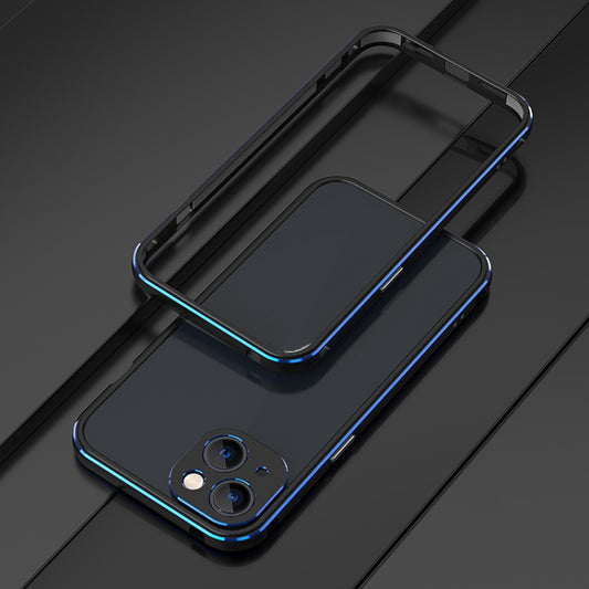 For iPhone 13 mini Aurora Series Lens Protector + Metal Frame Protective Case (Black Blue) - iPhone 13 mini Cases by buy2fix | Online Shopping UK | buy2fix