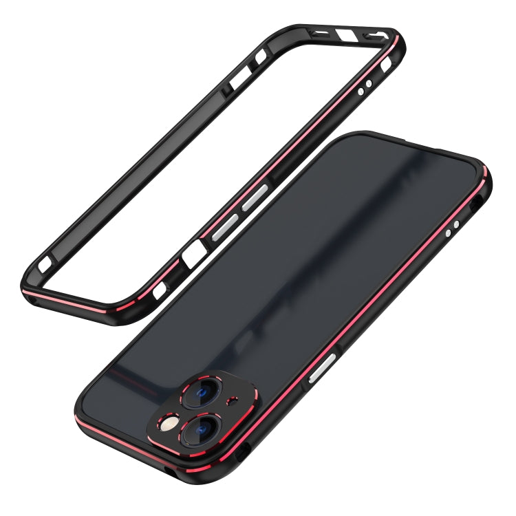 For iPhone 13 mini Aurora Series Lens Protector + Metal Frame Protective Case (Black Red) - iPhone 13 mini Cases by buy2fix | Online Shopping UK | buy2fix