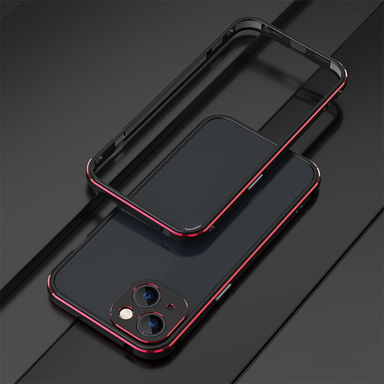 For iPhone 13 mini Aurora Series Lens Protector + Metal Frame Protective Case (Black Red) - iPhone 13 mini Cases by buy2fix | Online Shopping UK | buy2fix