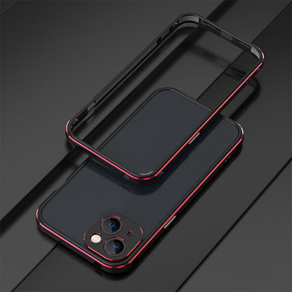 For iPhone 13 mini Aurora Series Lens Protector + Metal Frame Protective Case (Black Red) - iPhone 13 mini Cases by buy2fix | Online Shopping UK | buy2fix