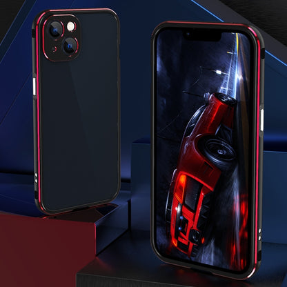 For iPhone 13 mini Aurora Series Lens Protector + Metal Frame Protective Case (Black Red) - iPhone 13 mini Cases by buy2fix | Online Shopping UK | buy2fix