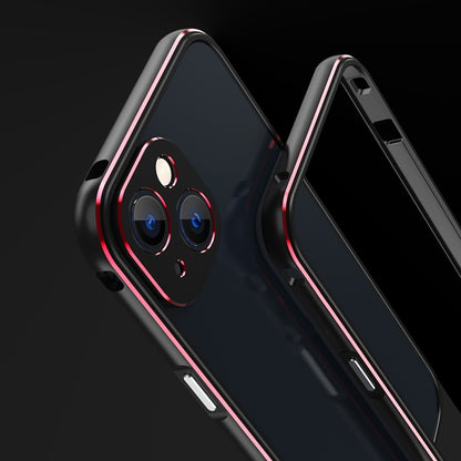 For iPhone 13 mini Aurora Series Lens Protector + Metal Frame Protective Case (Black Red) - iPhone 13 mini Cases by buy2fix | Online Shopping UK | buy2fix
