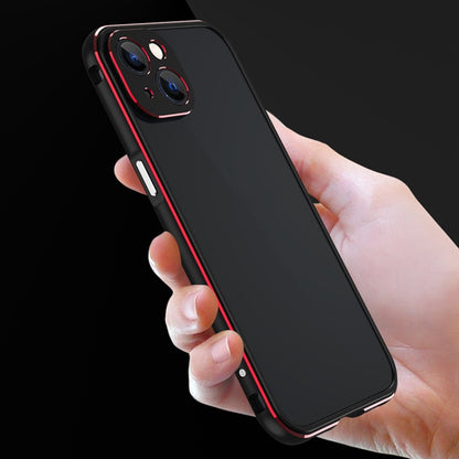 For iPhone 13 mini Aurora Series Lens Protector + Metal Frame Protective Case (Black Red) - iPhone 13 mini Cases by buy2fix | Online Shopping UK | buy2fix