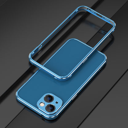 For iPhone 13 Aurora Series Lens Protector + Metal Frame Protective Case(Blue Silver) - iPhone 13 Cases by buy2fix | Online Shopping UK | buy2fix