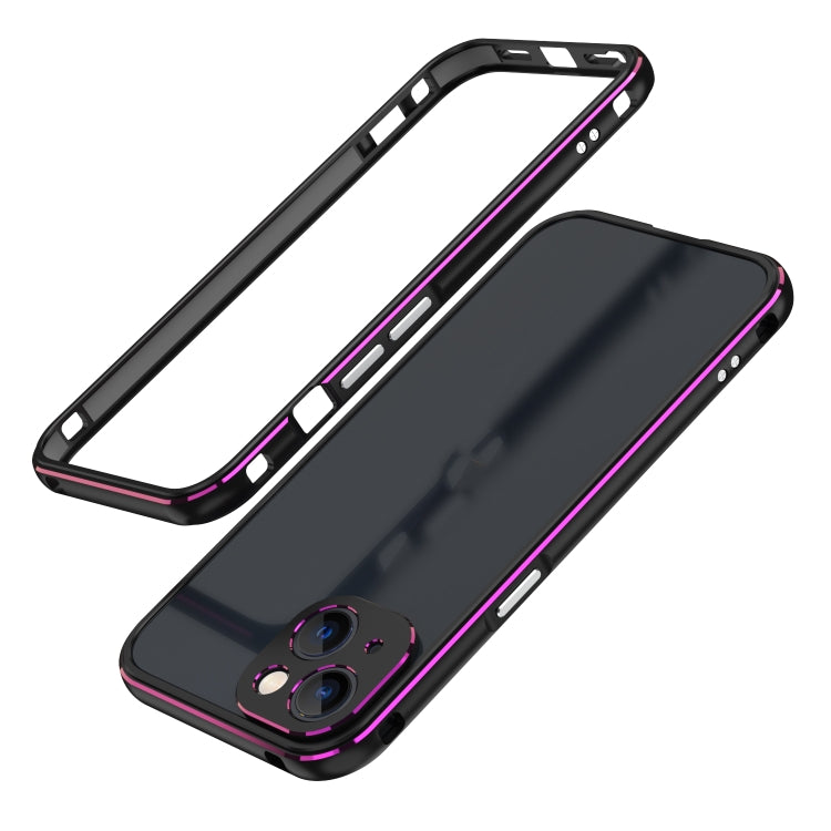 For iPhone 13 Aurora Series Lens Protector + Metal Frame Protective Case(Black Purple) - iPhone 13 Cases by buy2fix | Online Shopping UK | buy2fix