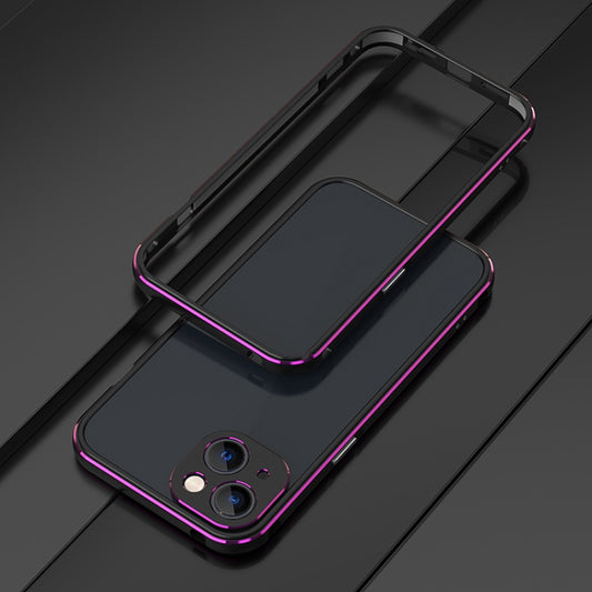 For iPhone 13 Aurora Series Lens Protector + Metal Frame Protective Case(Black Purple) - iPhone 13 Cases by buy2fix | Online Shopping UK | buy2fix