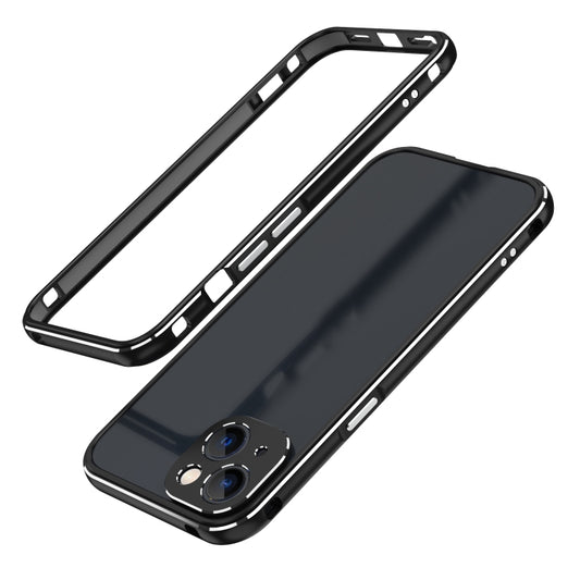 For iPhone 13 Aurora Series Lens Protector + Metal Frame Protective Case(Black Silver) - iPhone 13 Cases by buy2fix | Online Shopping UK | buy2fix