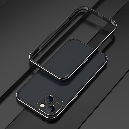For iPhone 13 Aurora Series Lens Protector + Metal Frame Protective Case(Black Silver) - iPhone 13 Cases by buy2fix | Online Shopping UK | buy2fix