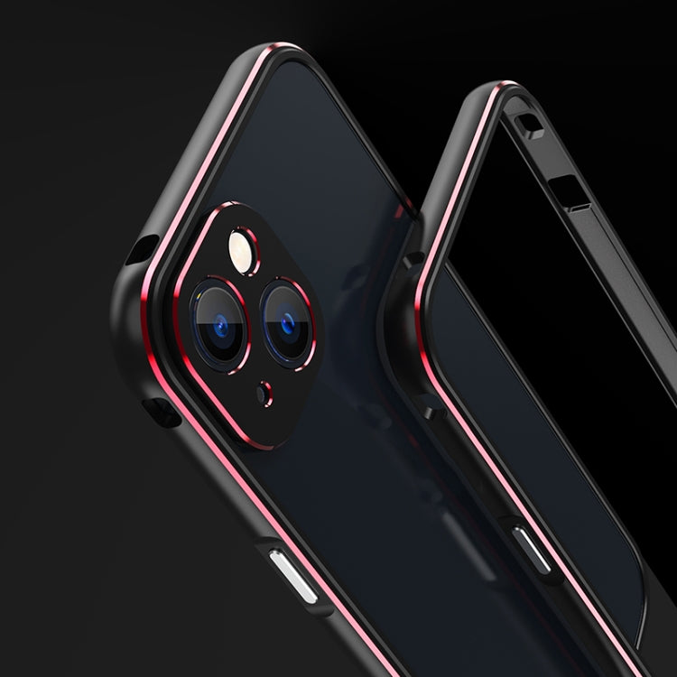 For iPhone 13 Aurora Series Lens Protector + Metal Frame Protective Case(Black Blue) - iPhone 13 Cases by buy2fix | Online Shopping UK | buy2fix