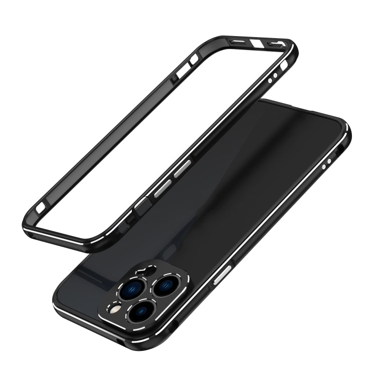 For iPhone 13 Pro Aurora Series Lens Protector + Metal Frame Protective Case (Black Silver) - iPhone 13 Pro Cases by buy2fix | Online Shopping UK | buy2fix