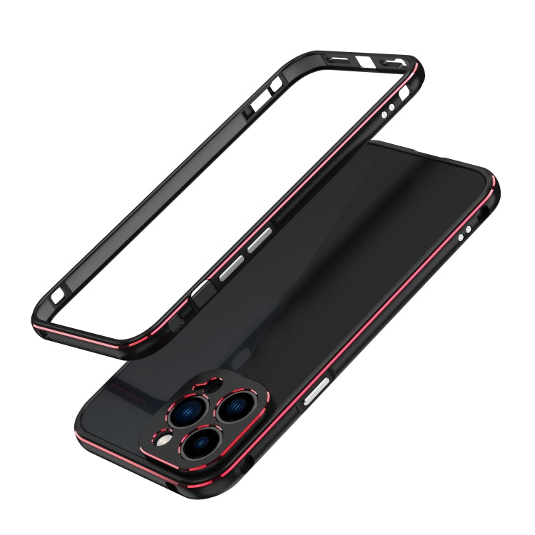 For iPhone 13 Pro Aurora Series Lens Protector + Metal Frame Protective Case (Black Red) - iPhone 13 Pro Cases by buy2fix | Online Shopping UK | buy2fix
