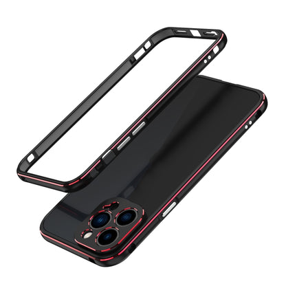 For iPhone 13 Pro Aurora Series Lens Protector + Metal Frame Protective Case (Black Red) - iPhone 13 Pro Cases by buy2fix | Online Shopping UK | buy2fix