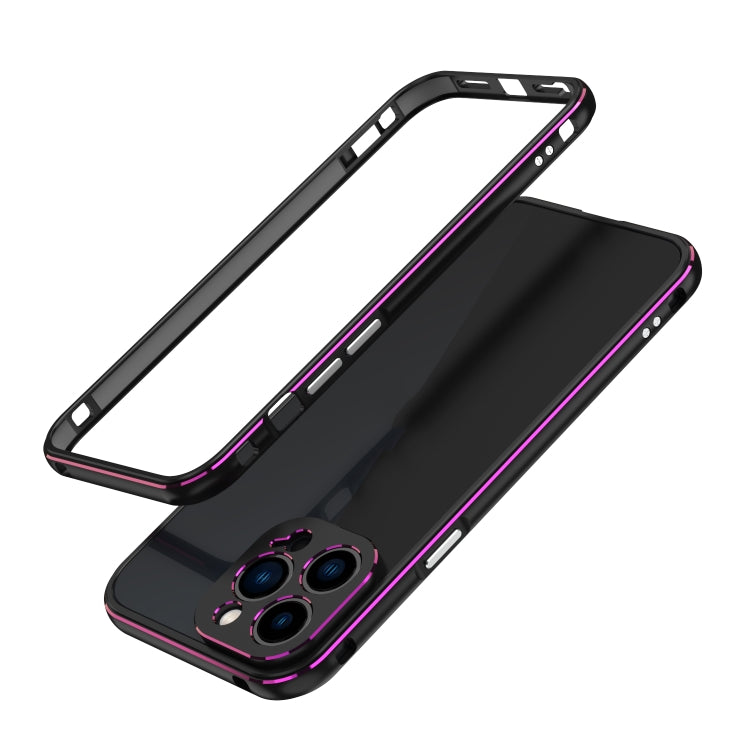 For iPhone 13 Pro Max Aurora Series Lens Protector + Metal Frame Protective Case (Black Purple) - iPhone 13 Pro Max Cases by buy2fix | Online Shopping UK | buy2fix
