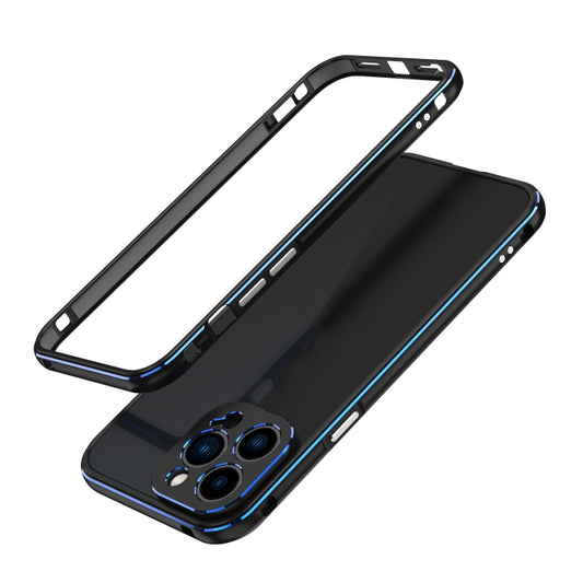 For iPhone 13 Pro Max Aurora Series Lens Protector + Metal Frame Protective Case (Black Blue) - iPhone 13 Pro Max Cases by buy2fix | Online Shopping UK | buy2fix