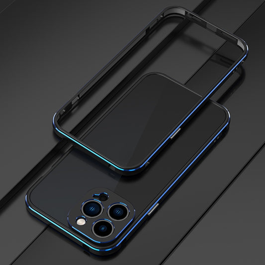 For iPhone 13 Pro Max Aurora Series Lens Protector + Metal Frame Protective Case (Black Blue) - iPhone 13 Pro Max Cases by buy2fix | Online Shopping UK | buy2fix