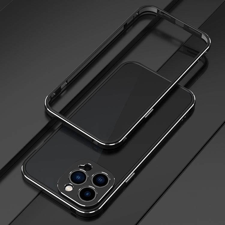 For iPhone 13 Pro Max Aurora Series Lens Protector + Metal Frame Protective Case (Black Silver) - iPhone 13 Pro Max Cases by buy2fix | Online Shopping UK | buy2fix
