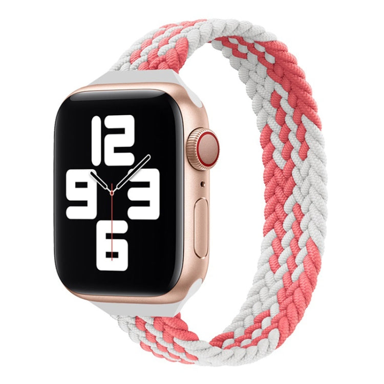 Small Waist Single Loop Nylon Braid Watch Band For Apple Watch Ultra 49mm&Watch Ultra 2 49mm / Series 9&8&7 45mm / SE 3&SE 2&6&SE&5&4 44mm / 3&2&1 42mm, Szie: XS 135mm(Z Pattern-Pink White) by buy2fix