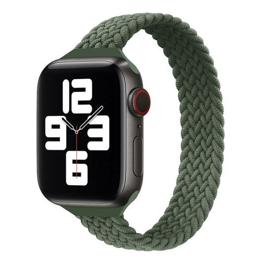 Small Waist Single Loop Nylon Braid Watch Band For Apple Watch Ultra 49mm&Watch Ultra 2 49mm / Series 9&8&7 45mm / SE 3&SE 2&6&SE&5&4 44mm / 3&2&1 42mm, Szie: XS 135mm(Dark Olive Green) by buy2fix