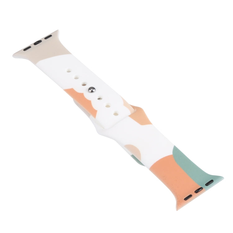 Morandi Series Contrast Color Silicone Watch Band For Apple Watch Series 9&8&7 41mm / SE 3&SE 2&6&SE&5&4 40mm / 3&2&1 38mm(Green Snow Orange) by buy2fix