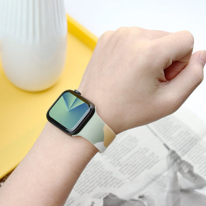 Morandi Series Contrast Color Silicone Watch Band For Apple Watch Series 9&8&7 41mm / SE 3&SE 2&6&SE&5&4 40mm / 3&2&1 38mm(Green Snow Orange) by buy2fix