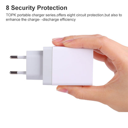 3 USB Ports LED Digital Display Travel Charger, US Plug(White) - USB Charger by buy2fix | Online Shopping UK | buy2fix