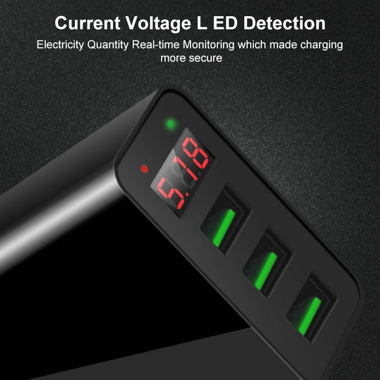 3 USB Ports LED Digital Display Travel Charger, US Plug(Black) - USB Charger by buy2fix | Online Shopping UK | buy2fix