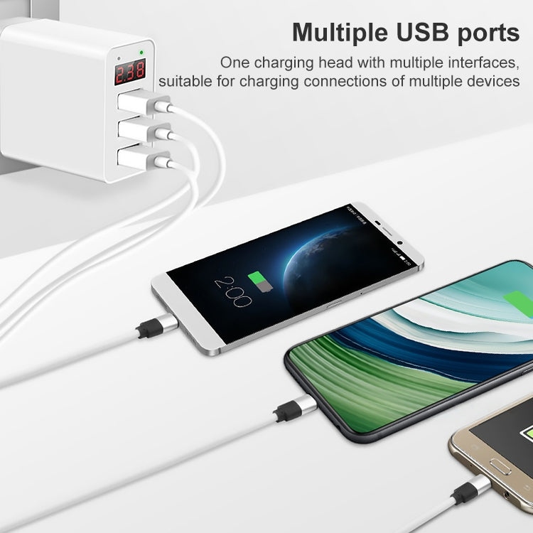 3 USB Ports LED Digital Display Travel Charger, UK Plug(White) - USB Charger by buy2fix | Online Shopping UK | buy2fix