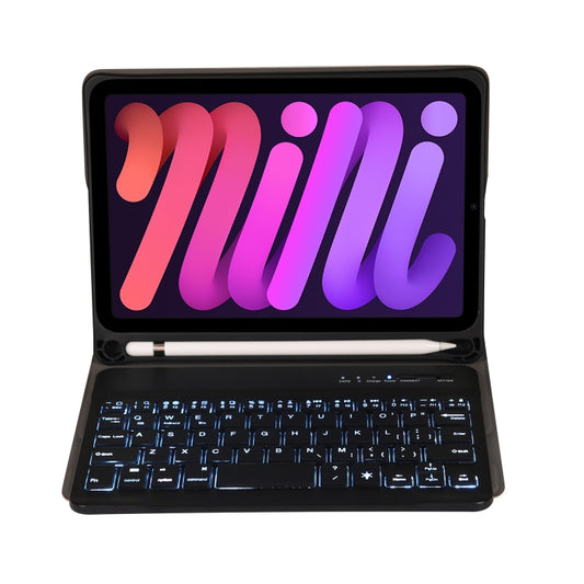 A06BS Ultra-thin Backlight Bluetooth Keyboard Leather Tablet Case with Holder & Pen Slot For iPad mini 6 / mini 7(Black) - For iPad mini by buy2fix | Online Shopping UK | buy2fix