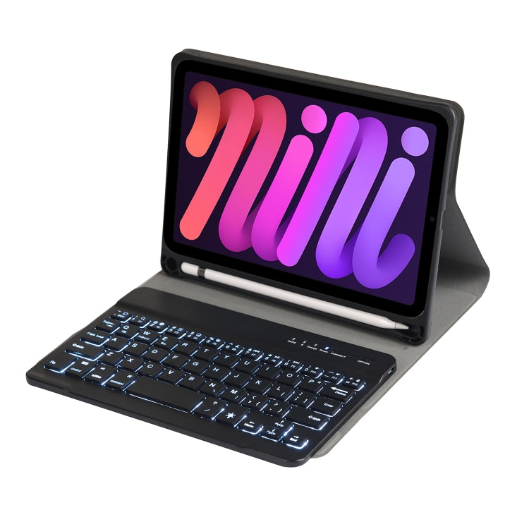 A06BS Ultra-thin Backlight Bluetooth Keyboard Leather Tablet Case with Holder & Pen Slot For iPad mini 6 / mini 7(Black) - For iPad mini by buy2fix | Online Shopping UK | buy2fix