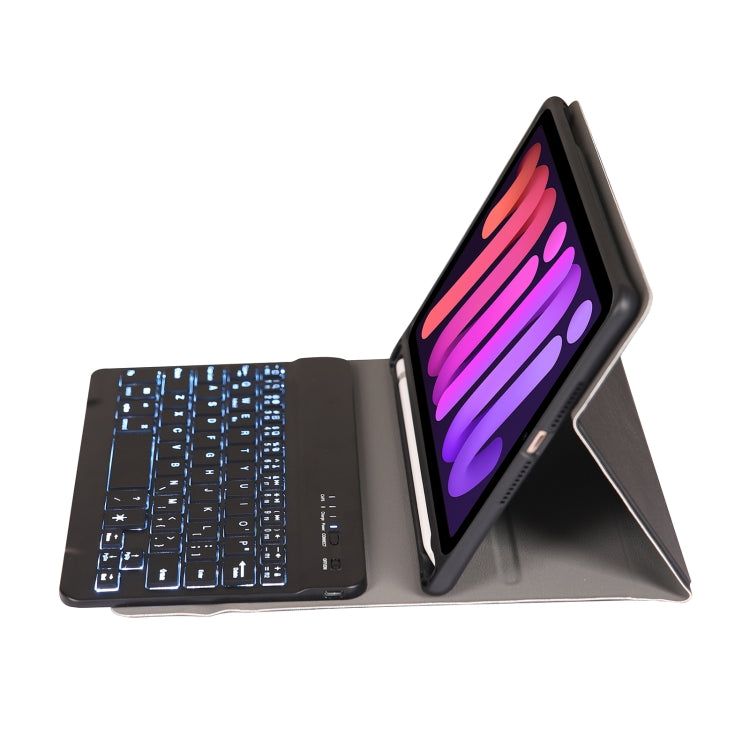 A06BS Ultra-thin Backlight Bluetooth Keyboard Leather Tablet Case with Holder & Pen Slot For iPad mini 6 / mini 7(Black) - For iPad mini by buy2fix | Online Shopping UK | buy2fix