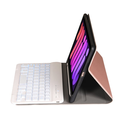 A06BS Ultra-thin Backlight Bluetooth Keyboard Leather Tablet Case with Holder & Pen Slot For iPad mini 6 / mini 7(Rose Gold) - For iPad mini by buy2fix | Online Shopping UK | buy2fix