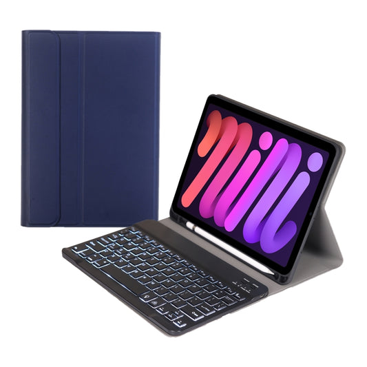 A06BS Ultra-thin Backlight Bluetooth Keyboard Leather Tablet Case with Holder & Pen Slot For iPad mini 6 / mini 7(Dark Blue) - For iPad mini by buy2fix | Online Shopping UK | buy2fix