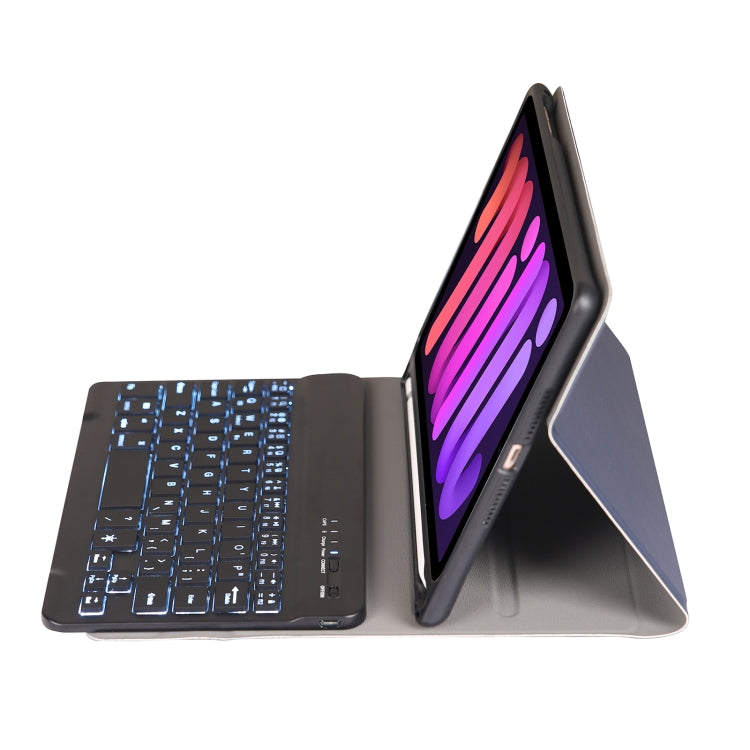 A06BS Ultra-thin Backlight Bluetooth Keyboard Leather Tablet Case with Holder & Pen Slot For iPad mini 6 / mini 7(Dark Blue) - For iPad mini by buy2fix | Online Shopping UK | buy2fix