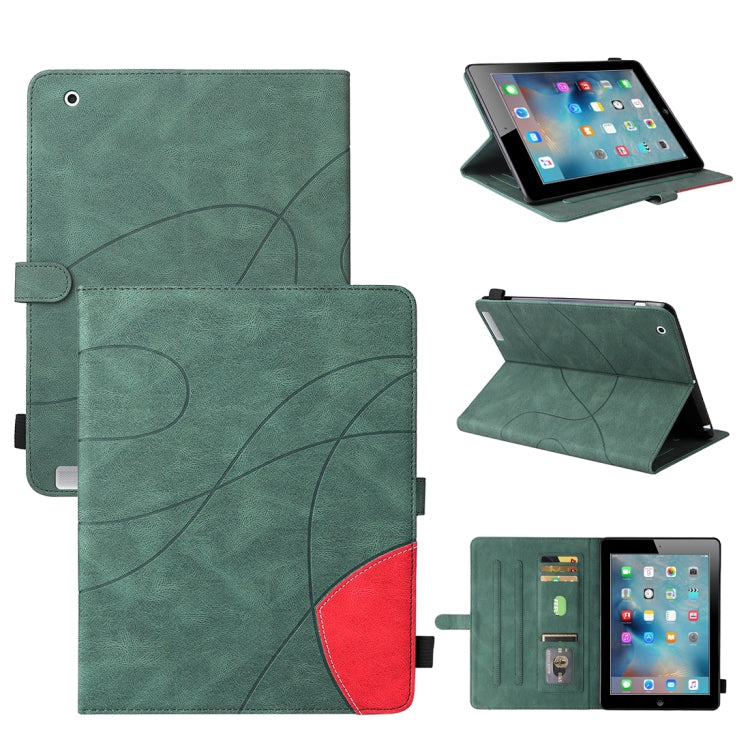 Dual-color Splicing Horizontal Flip PU Leather Case with Holder & Card Slots & Sleep / Wake-up Function For iPad 2 / 3 / 4(Green) - iPad 4 & 3 & 2 Cases by buy2fix | Online Shopping UK | buy2fix