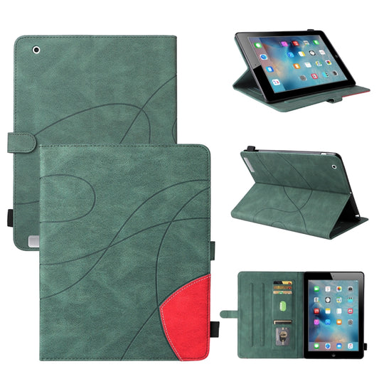 Dual-color Splicing Horizontal Flip PU Leather Case with Holder & Card Slots & Sleep / Wake-up Function For iPad 2 / 3 / 4(Green) - iPad 4 & 3 & 2 Cases by buy2fix | Online Shopping UK | buy2fix
