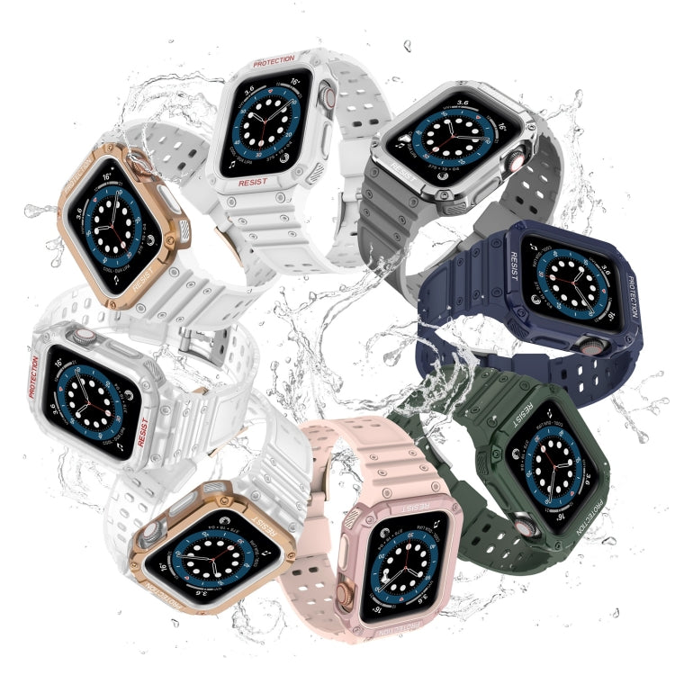 Silicone Integrated Watch Band For Apple Watch Series 9&8&7 45mm / Watch SE&6&5&4 44mm / 3&2&1 42mm(Moonlight Grey+Silver Frame) by buy2fix