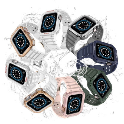 Silicone Integrated Watch Band For Apple Watch Series 9&8&7 45mm / Watch SE&6&5&4 44mm / 3&2&1 42mm(Moonlight Grey+Silver Frame) by buy2fix