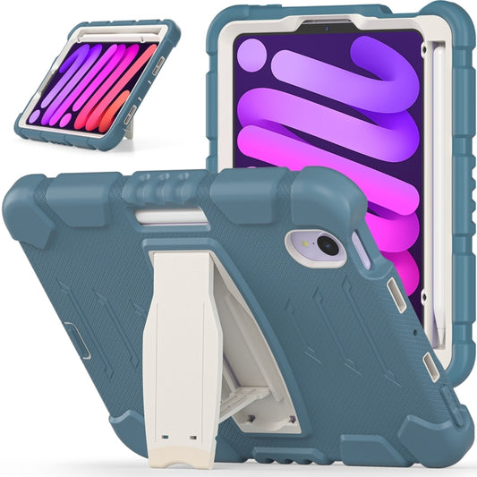For iPad mini 6 / mini 2024 Tri-Layer Protection Screen Frame Heavy Duty PC Hybrid Silicone Case with Holder(Cornflower Blue) - iPad mini 2024 Cases by buy2fix | Online Shopping UK | buy2fix