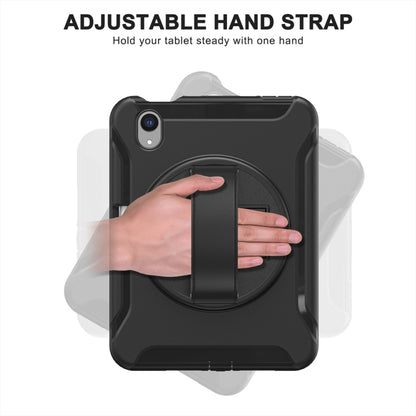 For iPad mini 6 / mini 2024 360 Degree Rotation PC + TPU Protective Tablet Case with Holder & Hand-strap(Black) - iPad mini 2024 Cases by buy2fix | Online Shopping UK | buy2fix
