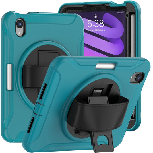 For iPad mini 6 / mini 2024 360 Degree Rotation PC + TPU Protective Tablet Case with Holder & Hand-strap(Blue) - iPad mini 2024 Cases by buy2fix | Online Shopping UK | buy2fix