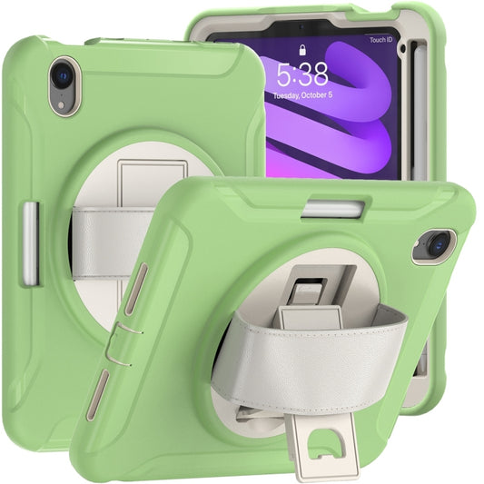 For iPad mini 6 / mini 2024 360 Degree Rotation PC + TPU Protective Tablet Case with Holder & Hand-strap(Matcha Green) - iPad mini 2024 Cases by buy2fix | Online Shopping UK | buy2fix
