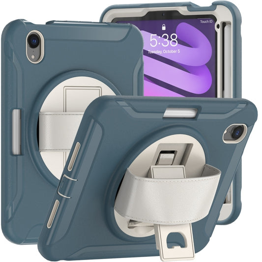 For iPad mini 6 / mini 2024 360 Degree Rotation PC + TPU Protective Tablet Case with Holder & Hand-strap(Cornflower Blue) - iPad mini 2024 Cases by buy2fix | Online Shopping UK | buy2fix